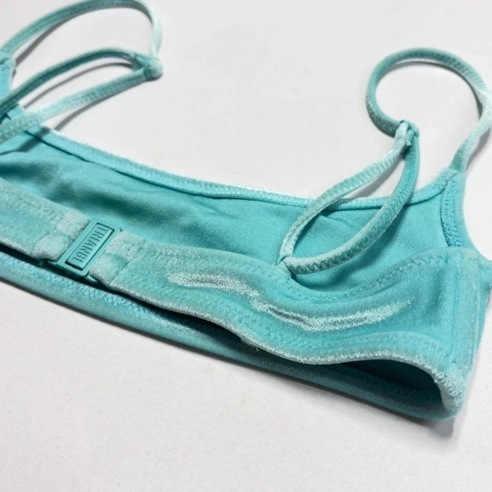 Triangl Velvet Bikini Bottoms XS Aqua Teal Swim Bottoms Top